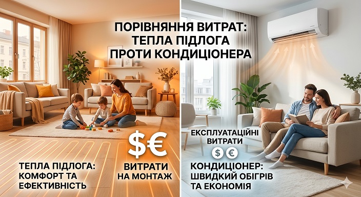 тепла підлога проти кондиціонера на обігрів